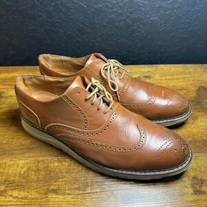 Proxon Mens 11.5 Brown Leather Steel Toe Wingtip‎ Oxford Dress Shoes Comfort